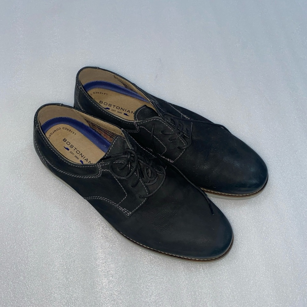 Bostonian NUBUCK Oxford Lace Up Shoes Black Comfortable Preppy Men’s 10.5 M EUC